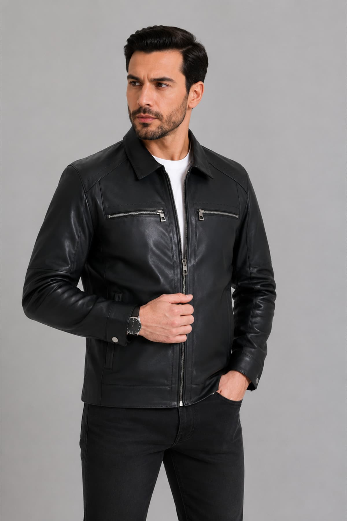 Elton Erkek Hakiki Deri Mont