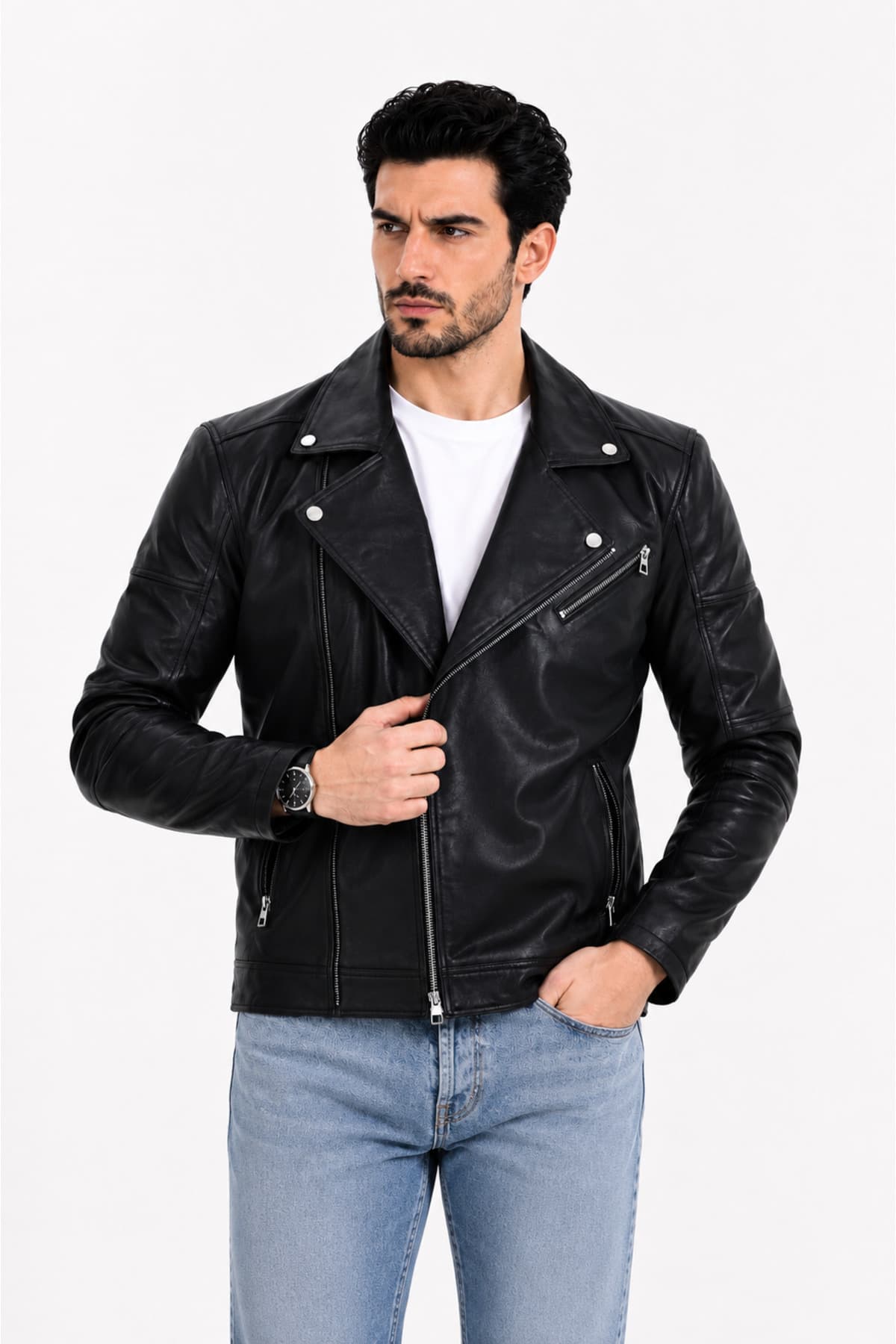 Erkek Siyah Speedy Deri Mont