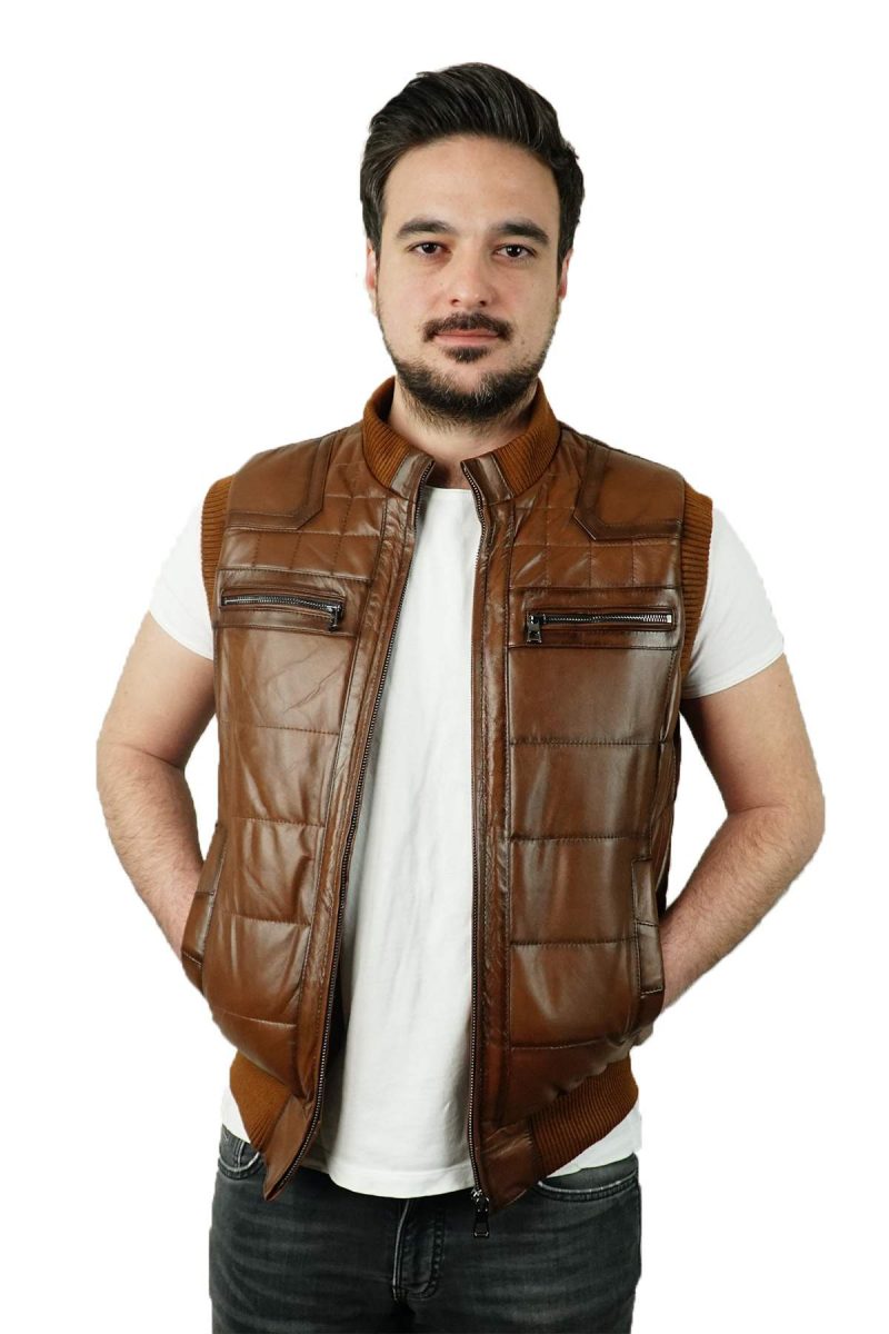 Derimosa Dikano Şişme Deri Yelek