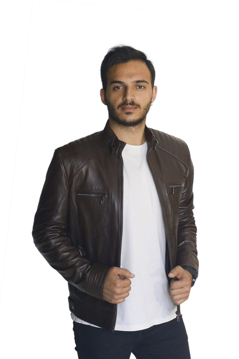 derimosa ares erkek deri mont kahverengi hakiki